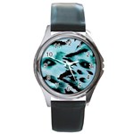 Animal Cruelty Pattern Round Metal Watch Front