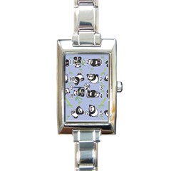 Panda Tile Cute Pattern Blue Rectangle Italian Charm Watch