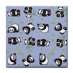 Panda Tile Cute Pattern Blue Tile Coasters by Amaryn4rt