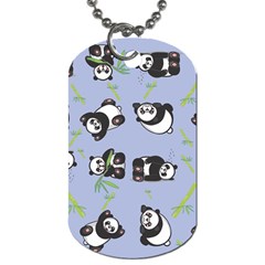 Panda Tile Cute Pattern Blue Dog Tag (two Sides) by Amaryn4rt