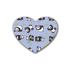 Panda Tile Cute Pattern Blue Heart Coaster (4 Pack)  by Amaryn4rt