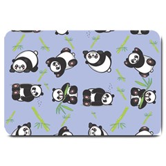 Panda Tile Cute Pattern Blue Large Doormat  by Amaryn4rt