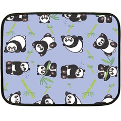 Panda Tile Cute Pattern Blue Double Sided Fleece Blanket (mini) 