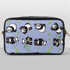 Panda Tile Cute Pattern Blue Toiletries Bags