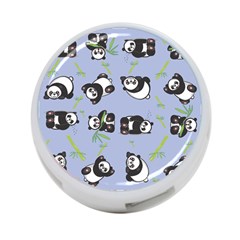 Panda Tile Cute Pattern Blue 4-port Usb Hub (two Sides) 