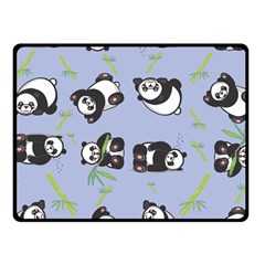 Panda Tile Cute Pattern Blue Fleece Blanket (small) by Amaryn4rt