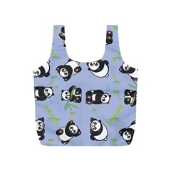 Panda Tile Cute Pattern Blue Full Print Recycle Bags (s) 