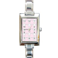 Sheep Wallpaper Pattern Pink Rectangle Italian Charm Watch by Amaryn4rt