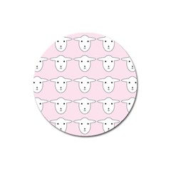 Sheep Wallpaper Pattern Pink Magnet 3  (round)