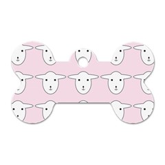 Sheep Wallpaper Pattern Pink Dog Tag Bone (one Side)