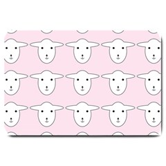 Sheep Wallpaper Pattern Pink Large Doormat  by Amaryn4rt