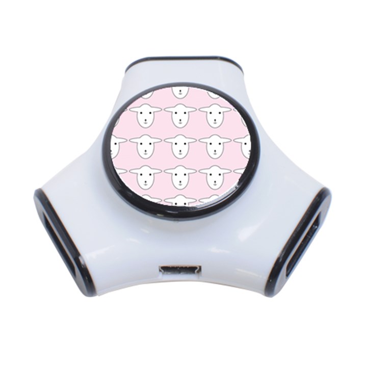 Sheep Wallpaper Pattern Pink 3-Port USB Hub