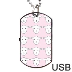 Sheep Wallpaper Pattern Pink Dog Tag Usb Flash (one Side) by Amaryn4rt