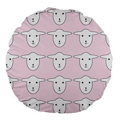 Sheep Wallpaper Pattern Pink Large 18  Premium Round Cushions by Amaryn4rt