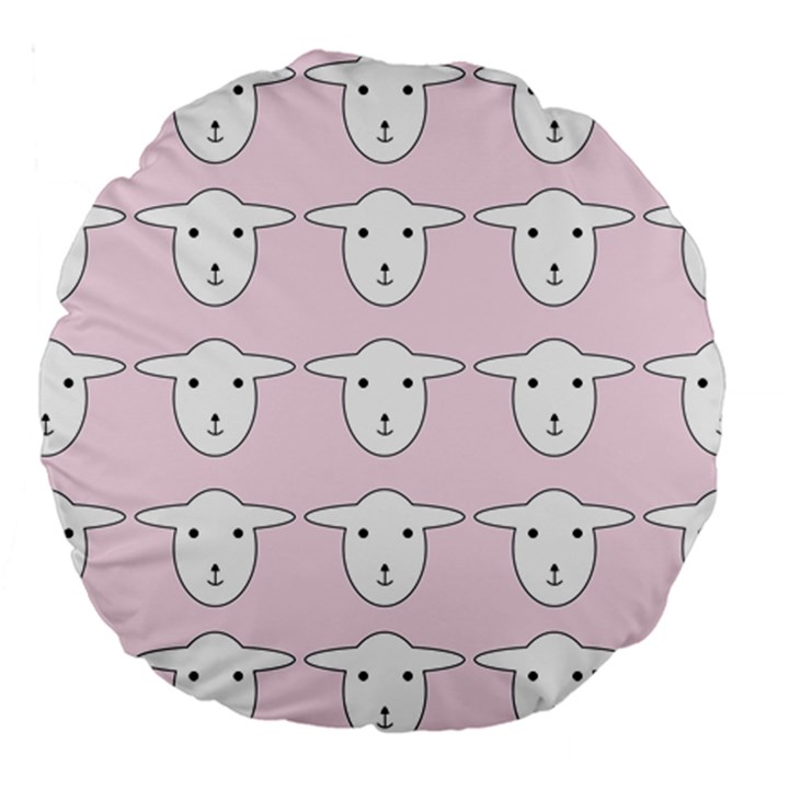 Sheep Wallpaper Pattern Pink Large 18  Premium Round Cushions