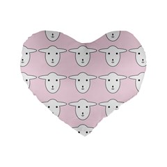 Sheep Wallpaper Pattern Pink Standard 16  Premium Heart Shape Cushions by Amaryn4rt