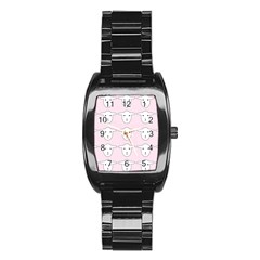 Sheep Wallpaper Pattern Pink Stainless Steel Barrel Watch by Amaryn4rt