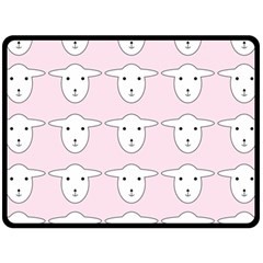 Sheep Wallpaper Pattern Pink Double Sided Fleece Blanket (large)  by Amaryn4rt