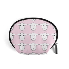 Sheep Wallpaper Pattern Pink Accessory Pouches (small)  by Amaryn4rt