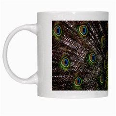 Bird Peacock Display Full Elegant Plumage White Mugs by Amaryn4rt