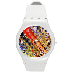 Background Texture Pattern Round Plastic Sport Watch (m) by Amaryn4rt