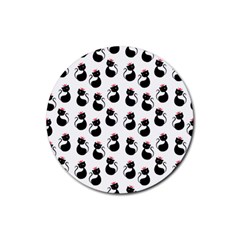 Cat Seamless Animal Pattern Rubber Round Coaster (4 Pack) 