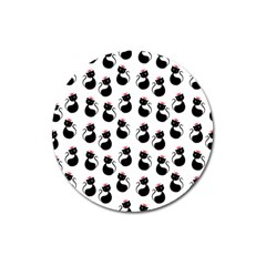 Cat Seamless Animal Pattern Magnet 3  (round) by Amaryn4rt