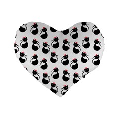 Cat Seamless Animal Pattern Standard 16  Premium Heart Shape Cushions by Amaryn4rt