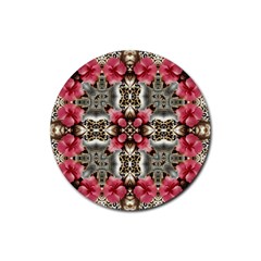 Flowers Fabric Rubber Round Coaster (4 Pack)  by Amaryn4rt