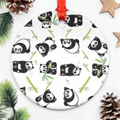 Panda Tile Cute Pattern Ornament (round) by Amaryn4rt