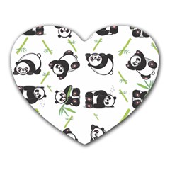 Panda Tile Cute Pattern Heart Mousepads by Amaryn4rt