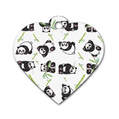 Panda Tile Cute Pattern Dog Tag Heart (two Sides) by Amaryn4rt