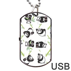 Panda Tile Cute Pattern Dog Tag Usb Flash (one Side) by Amaryn4rt