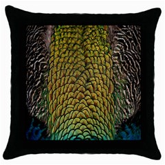 Colorful Iridescent Feather Bird Color Peacock Throw Pillow Case (black) by Amaryn4rt