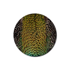 Colorful Iridescent Feather Bird Color Peacock Rubber Coaster (round)  by Amaryn4rt