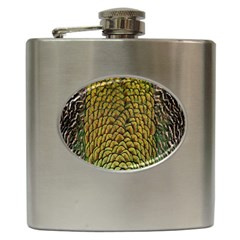 Colorful Iridescent Feather Bird Color Peacock Hip Flask (6 Oz) by Amaryn4rt