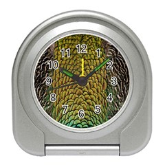 Colorful Iridescent Feather Bird Color Peacock Travel Alarm Clocks by Amaryn4rt