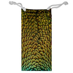 Colorful Iridescent Feather Bird Color Peacock Jewelry Bag by Amaryn4rt