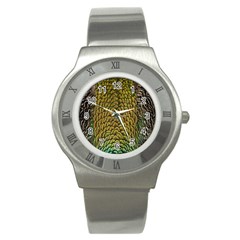 Colorful Iridescent Feather Bird Color Peacock Stainless Steel Watch