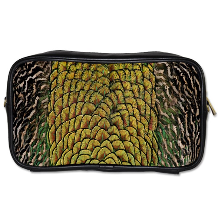 Colorful Iridescent Feather Bird Color Peacock Toiletries Bags 2-Side