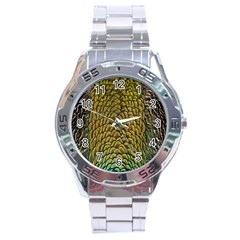 Colorful Iridescent Feather Bird Color Peacock Stainless Steel Analogue Watch by Amaryn4rt