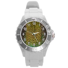 Colorful Iridescent Feather Bird Color Peacock Round Plastic Sport Watch (l) by Amaryn4rt