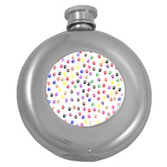 Paw Prints Background Round Hip Flask (5 Oz) by Amaryn4rt