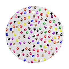 Paw Prints Background Round Ornament (two Sides)