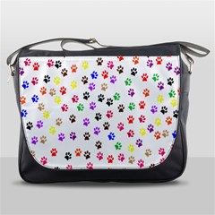 Paw Prints Background Messenger Bags by Amaryn4rt