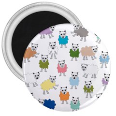 Sheep Cartoon Colorful 3  Magnets