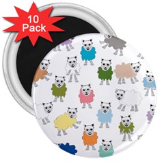 Sheep Cartoon Colorful 3  Magnets (10 Pack) 