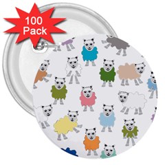 Sheep Cartoon Colorful 3  Buttons (100 Pack)  by Amaryn4rt