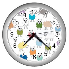 Sheep Cartoon Colorful Wall Clocks (silver)  by Amaryn4rt