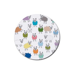 Sheep Cartoon Colorful Rubber Coaster (round)  by Amaryn4rt